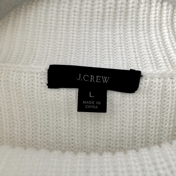 J Crew New Cotton-cashmere ribbed turtleneck sweater Cream Size L Relaxed - Picture 9 of 14